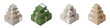 © nurman - Four Isometric Stacks of Cardboard Shipping Boxes Isolated on Black