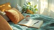 © EBBE - Relaxing ambiance in a bedroom with tea and personal writing space.
