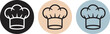 © Sahed - Chef hat icon set outline and solid style cooking toque icons isolated vector pack representing chefs, cooking expertise, food preparation and restaurant identity design elements.