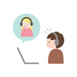 © FukuchiFactory - オンライン英会話をしている若い男性｜横からの視点