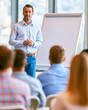 © Petr - Trainer Presenting Beside Blank Flipchart to Audience