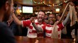 © LookChin AI - Ecstatic male friends celebrating a sports victory in a pub