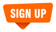 © BHM - sign up sticker. sign up orange sign isolated on transpatent background