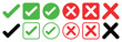 © Creative Vector - Check tick mark icon set. Cross box x check mark checkbox list vector draw hand drawn sketch doodle brush marker checklist symbol wrong right circle. Vector Illustration.
