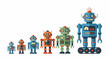 © hinata - A colorful lineup of retro-style robots in graduated sizes