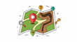 © Kiluas - Cartoon map with location pins, a key, magnifying glass, and question mark
