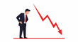 © garou - Business person looking down at a sharp red downward trending graph