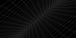 © fathor - Futuristic perspective grid box. Abstract wireframe with white grid line on black background.