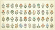 © Eza - Collection of diverse floral motifs and botanical illustrations in a vintage style.