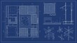 © Ridho Mrr - Multi-view residential house blueprint showing floor plans, room layouts, staircases and exterior elevation drawings
