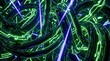 © flowstd - Abstract glowing green and blue futuristic network of cables.