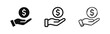 © drawing lines - Hand Holding Money Dollar Coin Icon Set