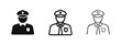 © drawing lines - Police officer and law enforcement icon set in solid, outline, and hand-drawn sketch styles
