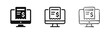 © drawing lines - Online Payment and Digital Invoice Icons Featuring Computer Monitor and Receipt