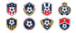 © Andrei - Set of soccer badge emblems with ball shield and crest designs