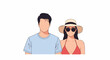 © Gelang - Couple dressed for summer beach outing, faceless illustration