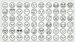 © Image Agency - Collection of line art emoji faces representing a wide range of emotions and expressions, perfect for digital communication and design projects