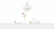 © Meli - Elegant Dining Table Setting with Rose and Chandelier, Minimalist Style