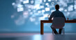 © perfectlab - Man sitting at desk using laptop with digital icons floating in the air representing communication and technology concepts