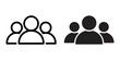© MAJEDA STOCK - Group of three stylized people icons in outline and solid fill for community and teamwork concepts