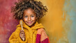 © Ekaterina - Smiling young black girl holding honey dipper in colorful sweater