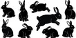 © hafsa - Rabbit silhouette jumping sitting collection