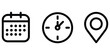 © MdOmar - Calendar clock and location pin icon set time schedule and map pointer vector symbol isolated black
