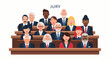 © Repin - Diverse group of people in suits sitting on wooden benches in a court