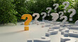 © NouisRatAfrin - Many question marks one prominent yellow question mark in the foreground uncertainty confusion information curiosity pondering wondering thinking analysis strategy decision