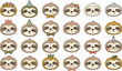 © MeheDi - Cute sloth face sticker bundle with kawaii cartoon animal heads showing different emotions expressions crowns and party hats for children graphic design elements