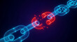 © MSTRUMAKTER - Digital metal chain breaking apart symbolizing broken connection or security failure with breaking security connection technology abstract internet strength dissolving particles