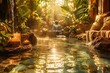 © Rufino - Sunlight glows warmly over a tranquil, steamy pool