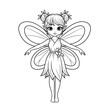 © Creativergfx - Cartoon fairy with wings and leafy dress standing alone