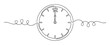 © antuanetto - Vector line art clock showing midnight, continuous line drawing representing a time management deadline concept, minimalist black and white graphic illustration