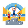 © Soleh - Man Holding Trophy on Podium Winners.