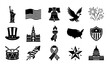 © Md Hifjul - American patriotic icons, USA symbols, black vector graphics, patriotic set, 15 emblems