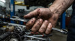 © Saida - Skilled mechanic repairing car engine with precision tools in professional garage workshop. Generative AI