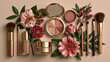 © Alive - Beauty products arranged on a flat surface with flowers and plants