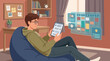 © Midnight - Young Man Managing Weekly Schedule with Digital Hologram Interface