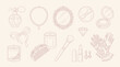 © KN collection - Collection of vintage beauty and cosmetic accessories, including perfume bottle, jewelry, mirror, makeup brush, lipstick, and gloves.