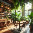 © Timon - A serene, plant-filled cafe interior with natural light