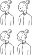 © IMANAN - ワイシャツ姿の女性の表情セットのシンプルイラスト（笑顔・怒る・悲しい・悩む・泣く・人物素材） / Simple Illustration Set of Female Facial Expressions Wearing Shirts (Smiling, Angry, Sad, Worried, Crying, Business)