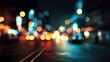 © Chantip - Blur circles city nightlife side view urban mood 3D render Complementary Color Scheme flat design.