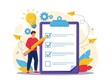 © Anasvectorpng - Checklist with checkboxes and pencil, idea lightbulb, cogwheels symbolizing planning and success