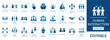 © Smart Icon Lab - Human interaction and social behavior icon set. Featuring corporate teamwork collaboration, face to face communication, emotional expression, and relationship symbols.