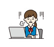 © SAKUTA - 疲労でため息をつく、コンピューターを操作する若い女性社員・OLの上半身ベクターイラスト素材