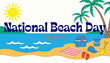 © kamlii - Beach, National Beach Day, Summer Vacation, Palm Trees, Vector Illustration