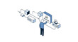 © lumika - Person managing cloud computing and data storage network.