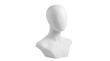 © Photo Bazar - White mannequin head bust on transparent background, faceless female display dummy for fashion retail, minimalist plastic mannequin torso for jewelry and hats