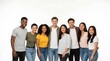 © sahal gadgetstore - Diverse Group of Happy Young Adults Standing Together on White Background.